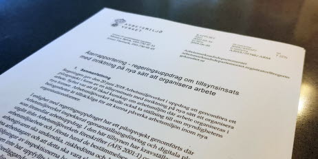 Bild på rapport: Återrapportering - regeringsuppdrag om tillsynsinsats med inriktning på nya sätt att organisera arbete. 