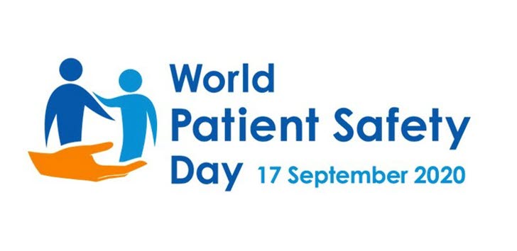 Internationella patientsäkerhetsdagens logo. En hand med två människor i.