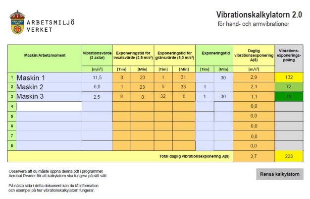 Bild på Vibrationskalkulatorn