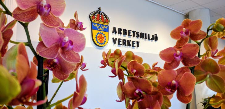Bild från receptionen på Arbetsmiljöverkets lokaler på Lindhagensgatan 133 i Stockholm