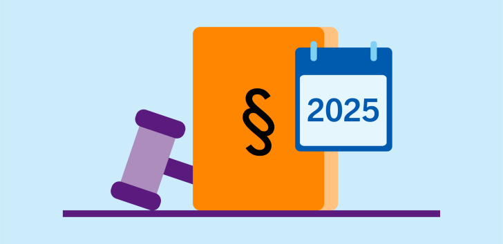 En ordförandeklubba, två föreskriftshäften och en kalender med årtalet 2025