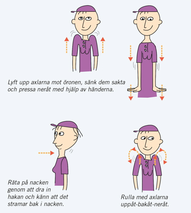 Illustration över rörelser du kan göra i pauser.