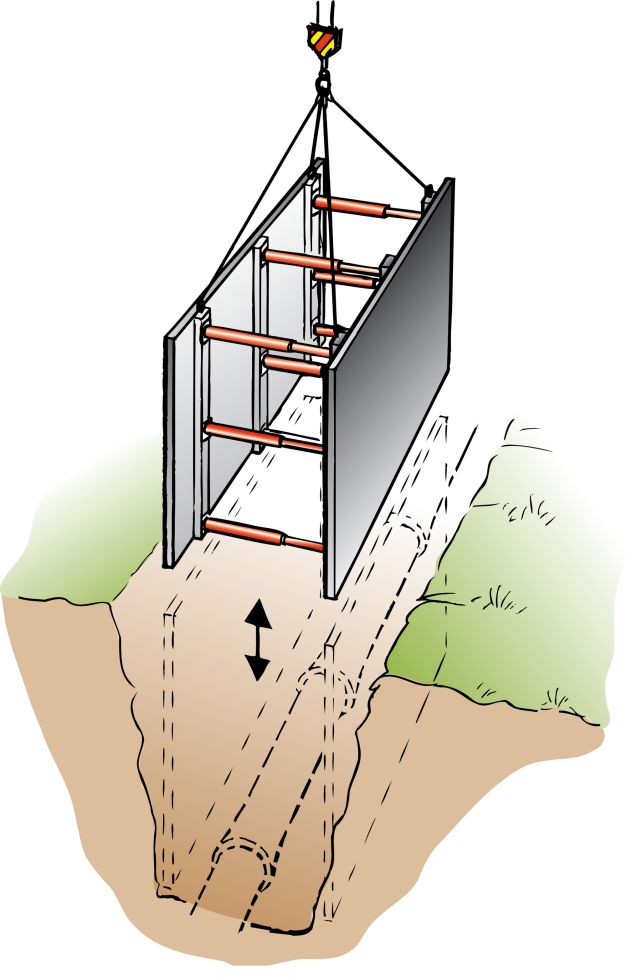Picture of structural support during excavation.