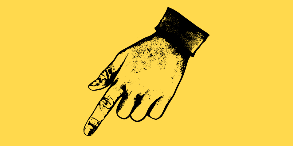 Illustration som föreställer en hand vars pekfinger pekar 