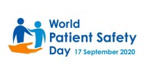 Internationella patientsäkerhetsdagens logo. En hand med två människor i.