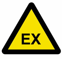 Explosionsfarlig miljö. Skylt