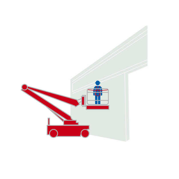 Illustration av en skylift med en person i