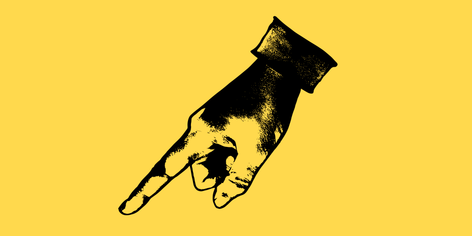 Illustration som föreställer en hand vars pekfinger pekar