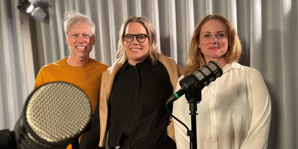 Fredrik Berling, Kim Reenaas och Ann-Caroline Kostet i poddstudion.